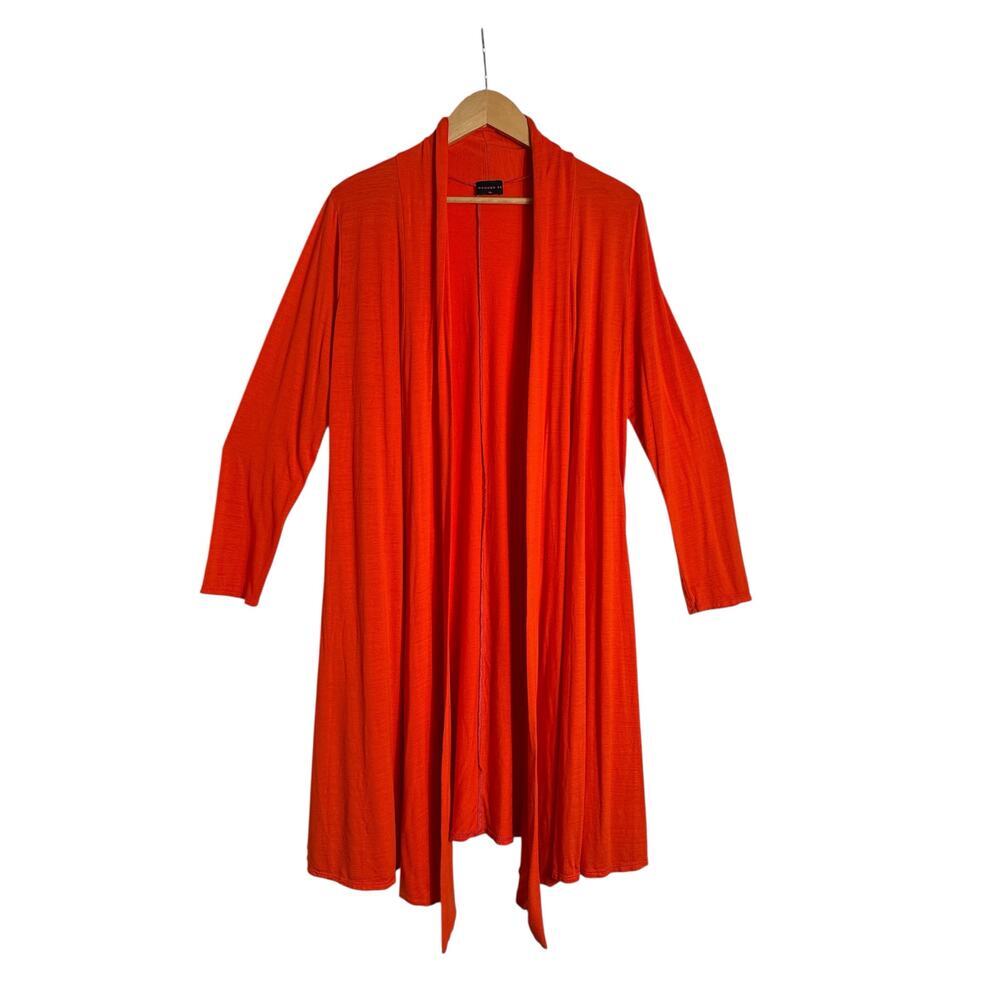 Hanger 55 Orange Open Front Cardigan XL Draped Lightweight Stretch Duster - Picture 2 of 7